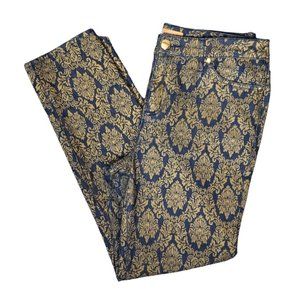 ELLEN TRACY BETTY SLIM BLACK & GOLD ANKLE PANTS (6)